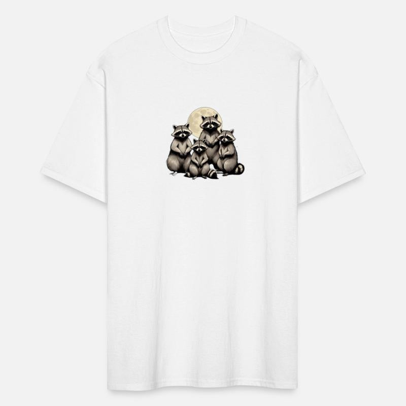 Cute group of raccoos under the moon light