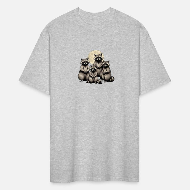 Cute group of raccoos under the moon light