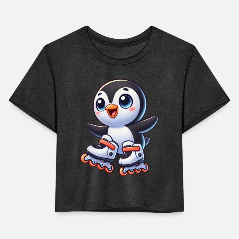 Cute Penguin Inline Skates Cartoon Jump
