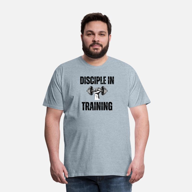 Disciple in training dumbbell