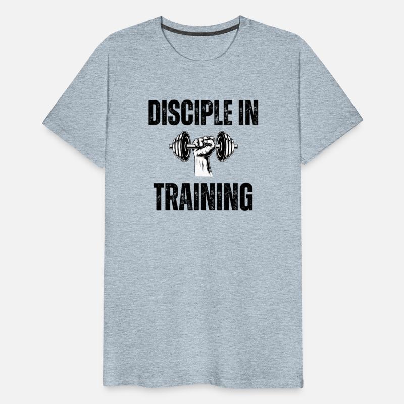 Disciple in training dumbbell