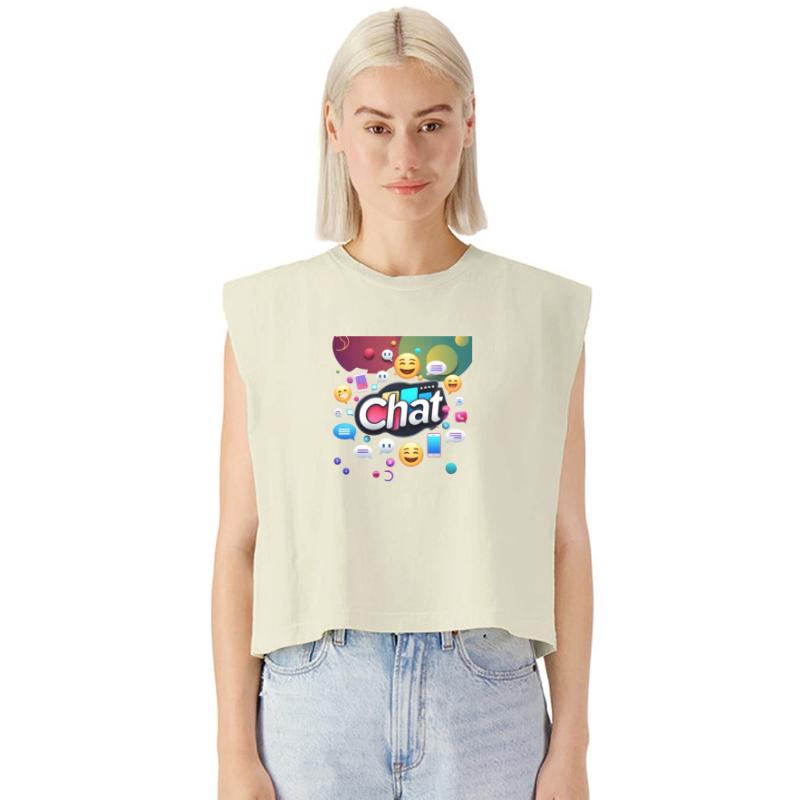 Dynamic 'Chat' Logo with Communication Icons"