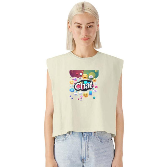 Dynamic 'Chat' Logo with Communication Icons"