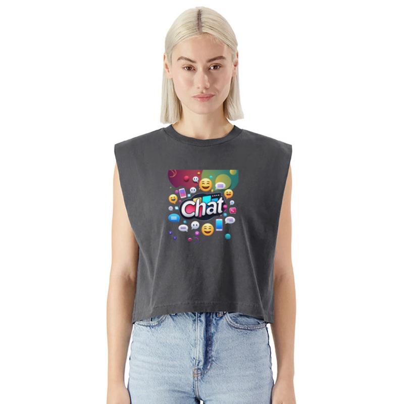 Dynamic 'Chat' Logo with Communication Icons"