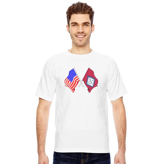 Flag USA and flag Arkansas Crossed