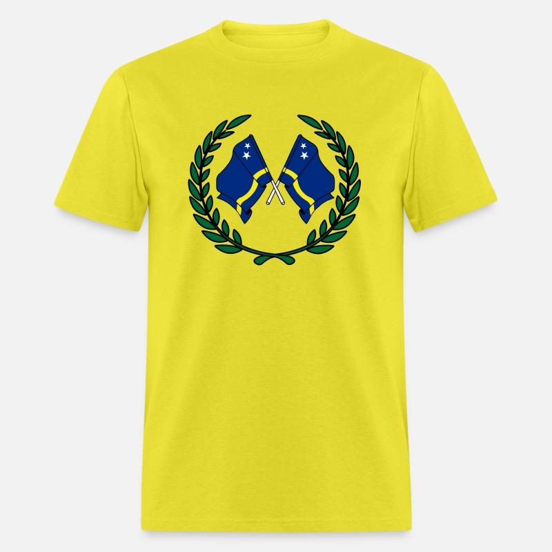 Flags Curacao in laurel wreath