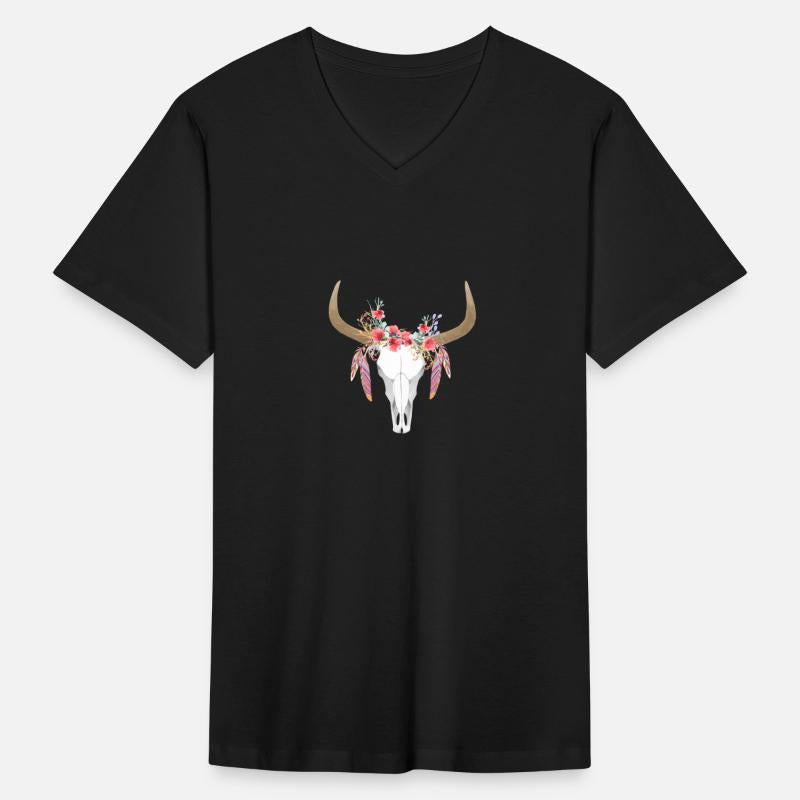 Floral Cow Skull With Feathers Bull Skull