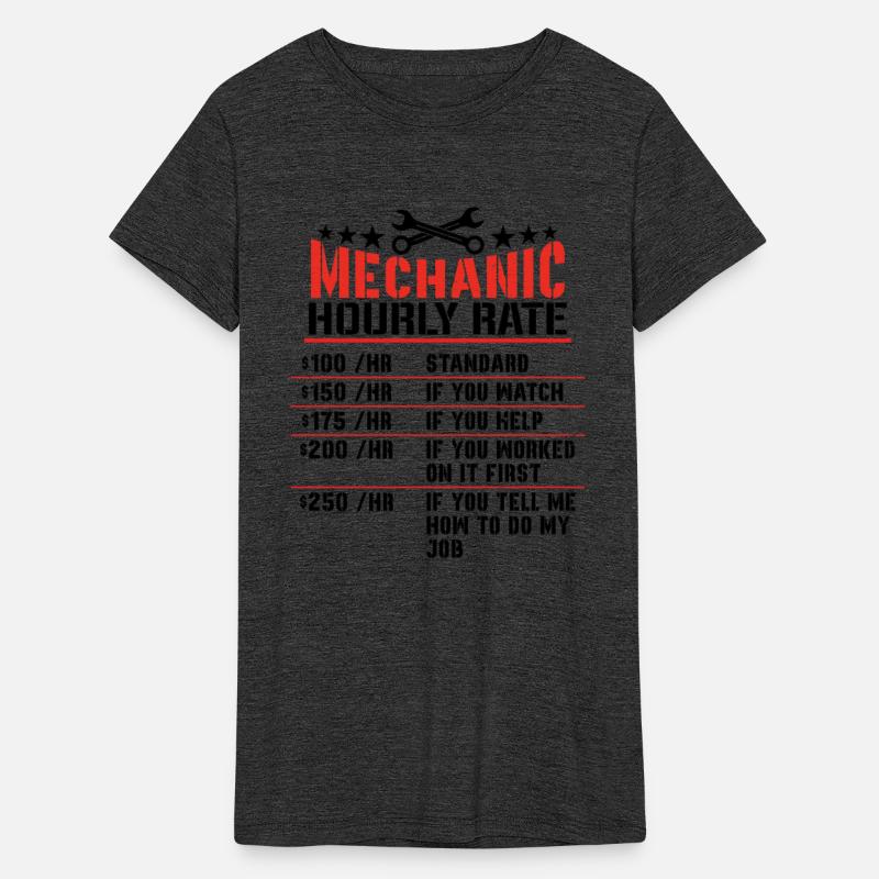 Funny Mechanic Hourly Rate Gift Shirt Labor Rates