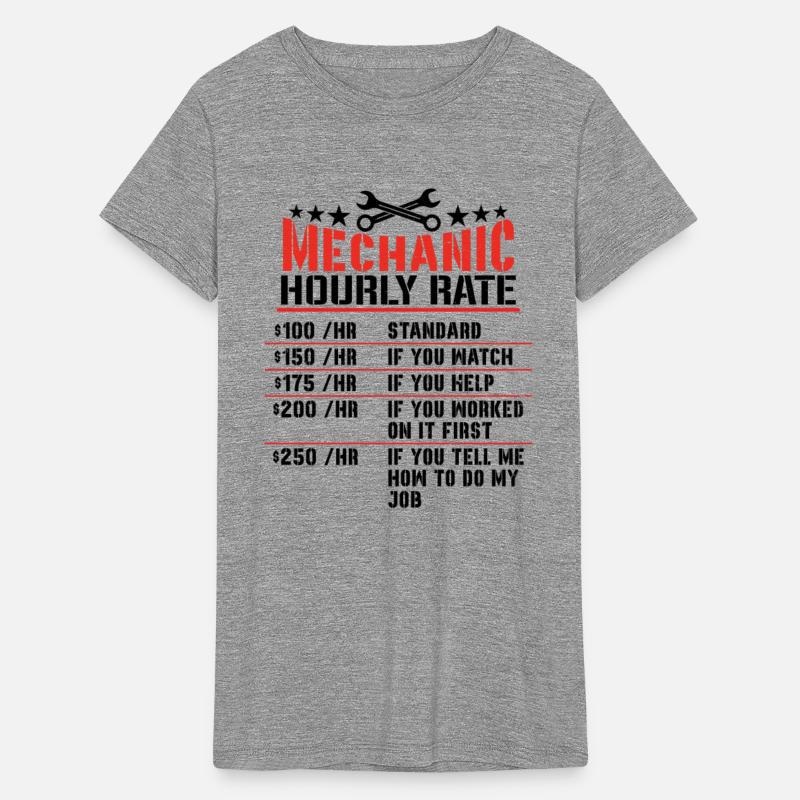 Funny Mechanic Hourly Rate Gift Shirt Labor Rates