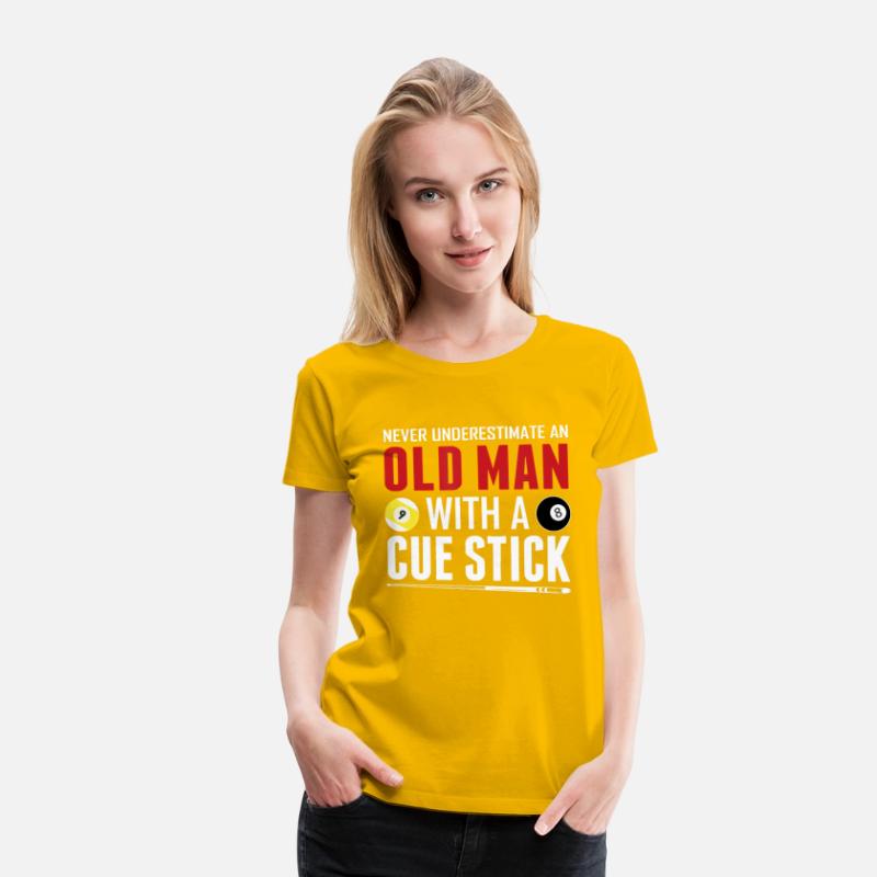 Funny Pool Billiards Player Old Man With Cue Stick