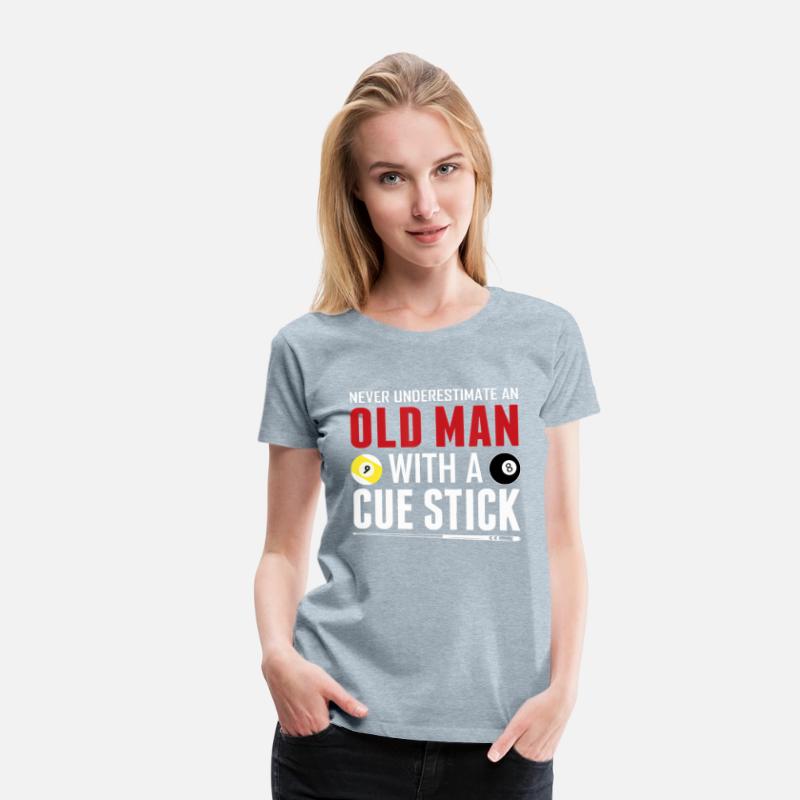 Funny Pool Billiards Player Old Man With Cue Stick