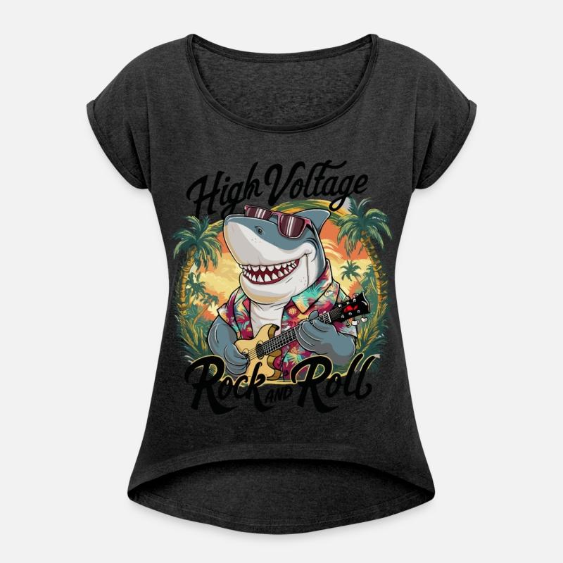 Funny shark with guitar summer beach holiday