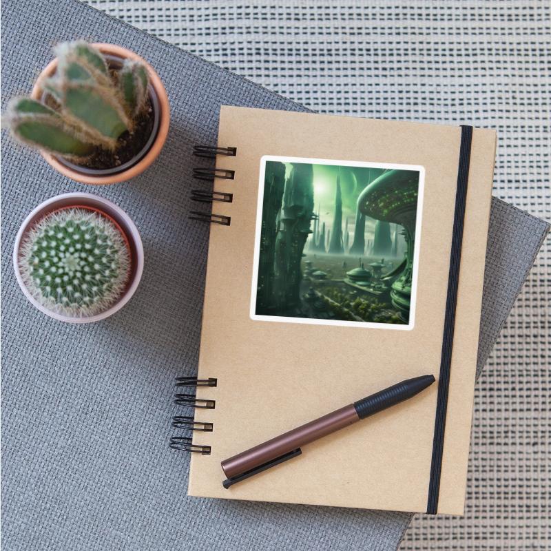 Futuristic Cityscape with Alien Planets