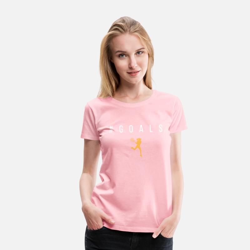 Goals - Text with Female Tennis Player Graphic Tee