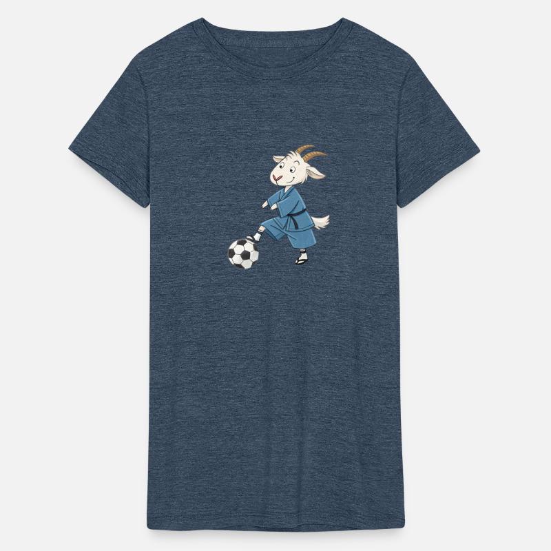 Goat playing soccer in karate kimono