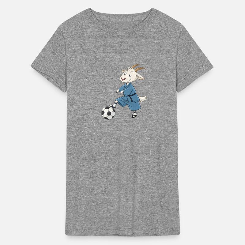 Goat playing soccer in karate kimono