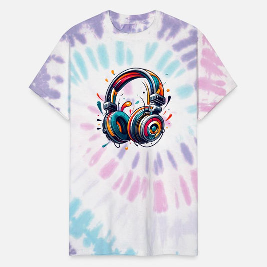 Headphones in a dynamic abstract art style