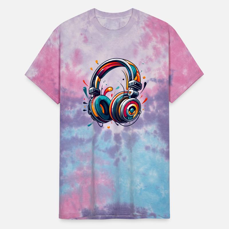 Headphones in a dynamic abstract art style