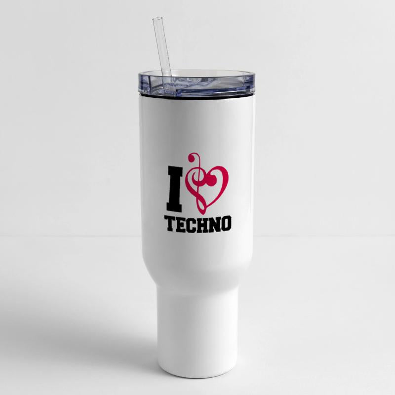 I Love Techno Music Party DJ Clef Bass Note Heart