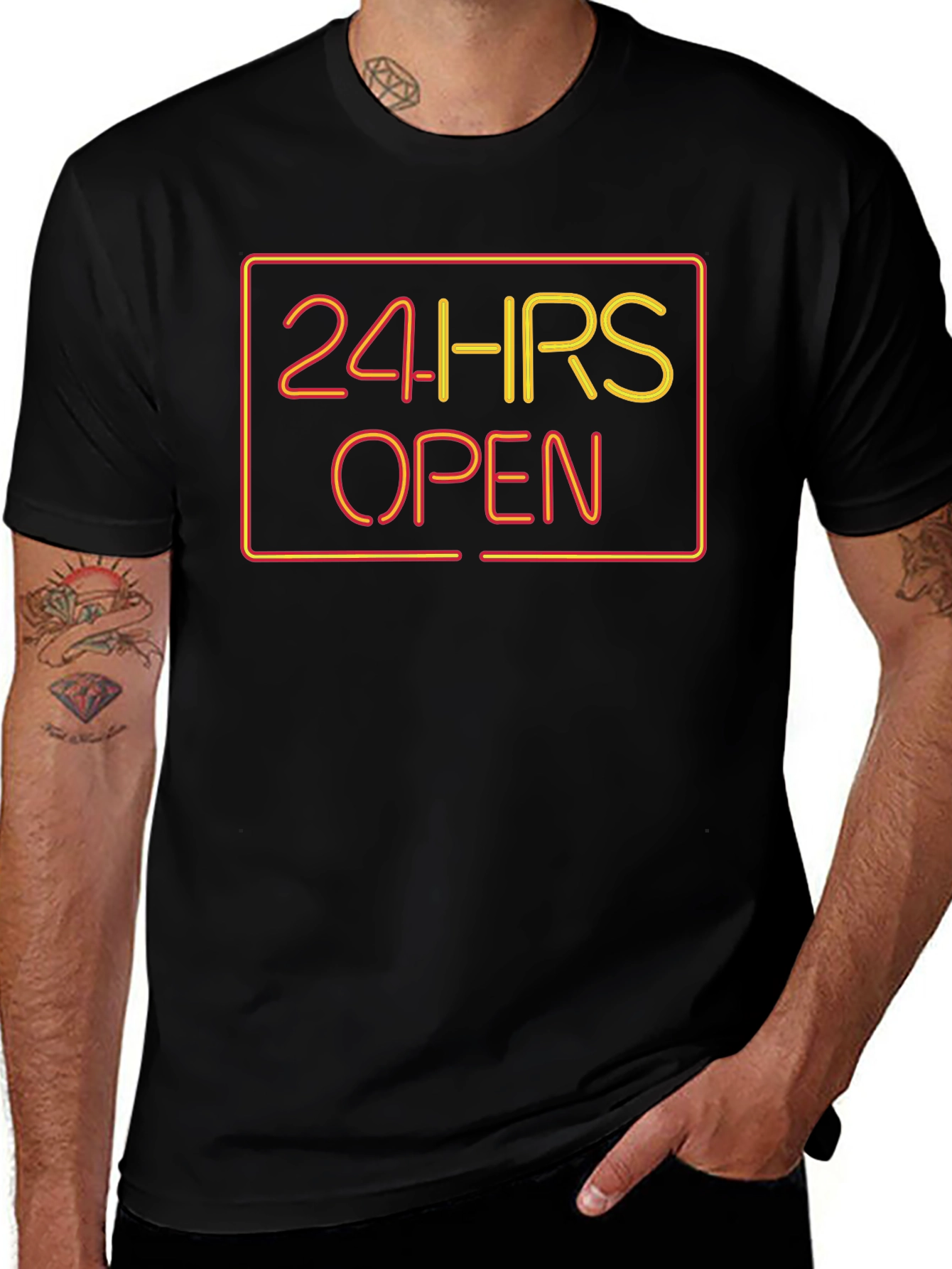 24 HRS Open Graphic Tee - Soft Black T-Shirt