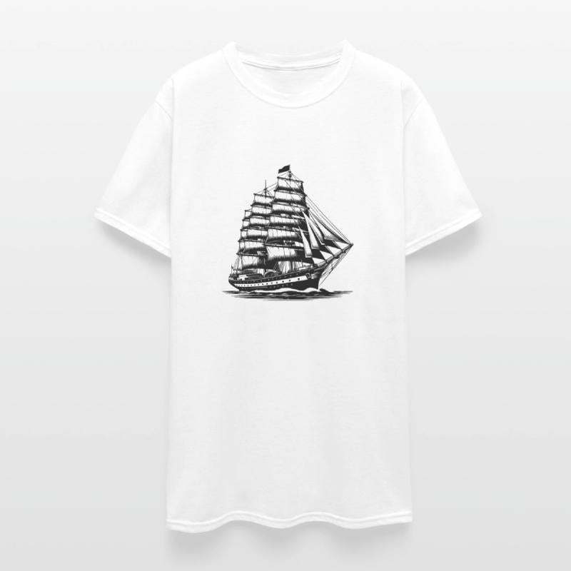 Large Old Sailing Ship With Set Sails