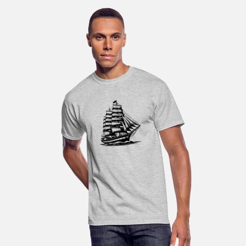 Large Old Sailing Ship With Set Sails