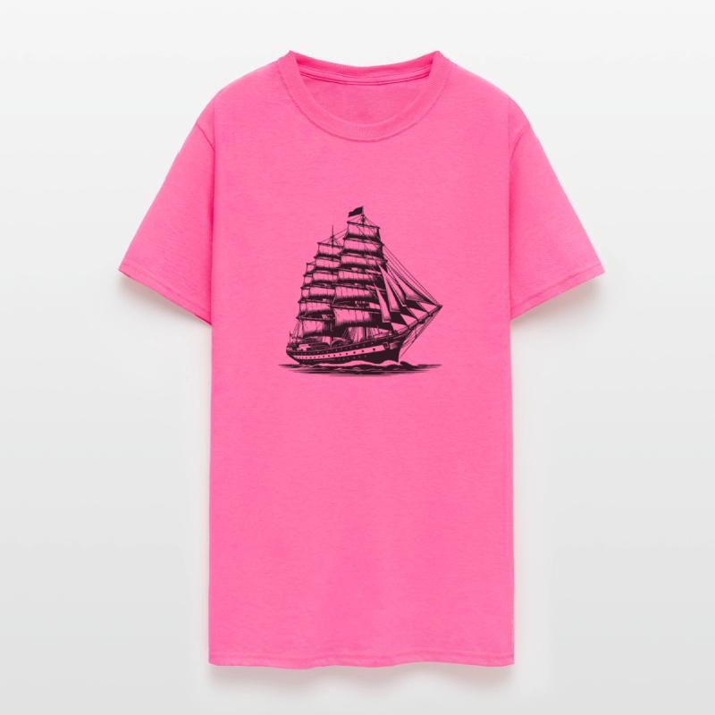 Large Old Sailing Ship With Set Sails