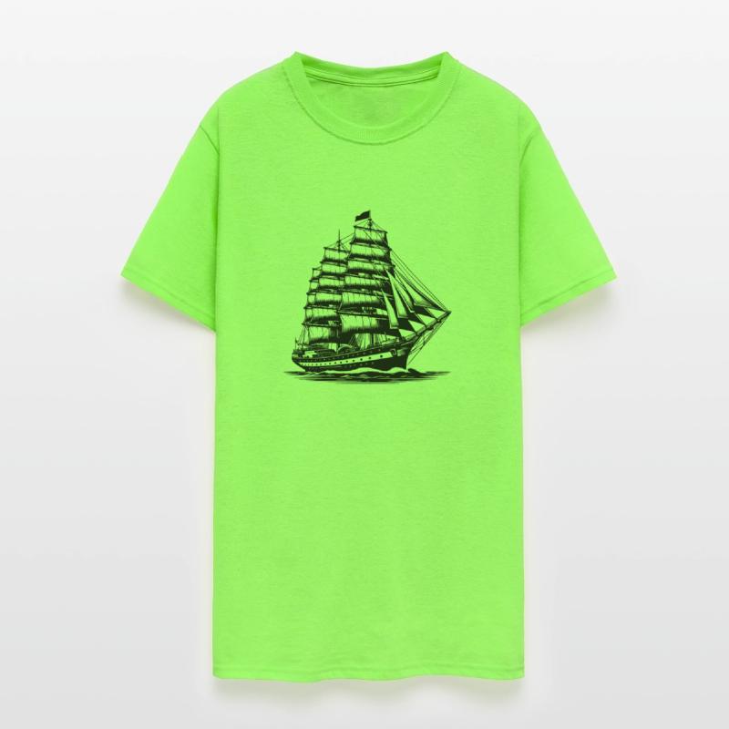 Large Old Sailing Ship With Set Sails