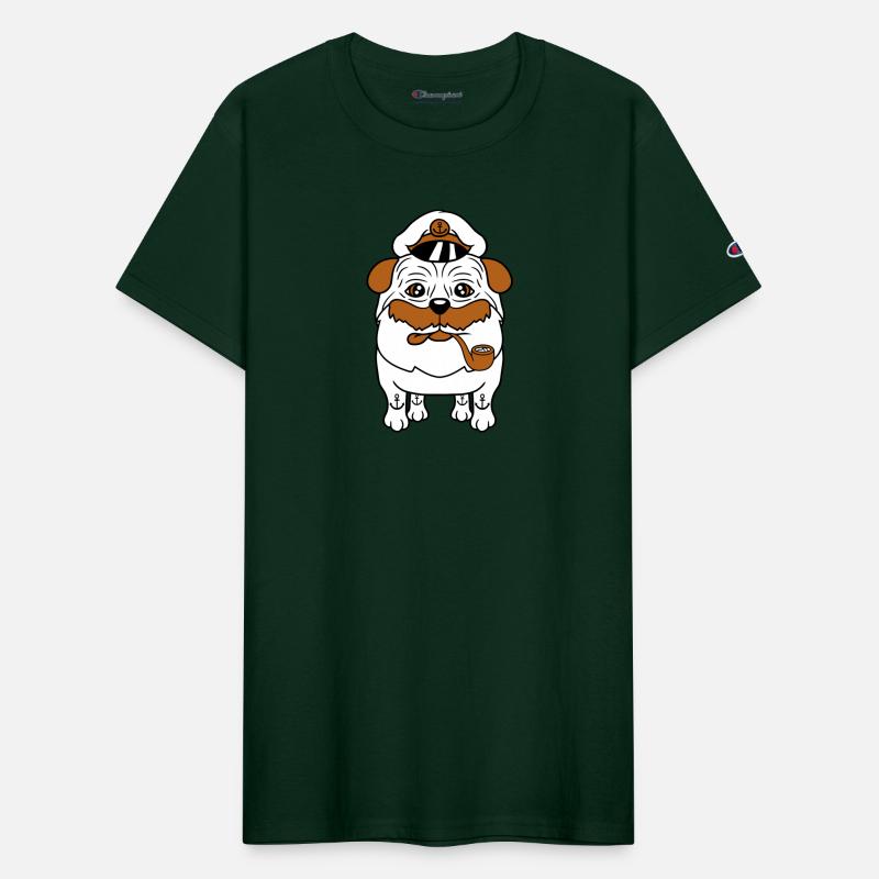 Old Pug Dog Captain Funny Cute Cool Cartoon Comic