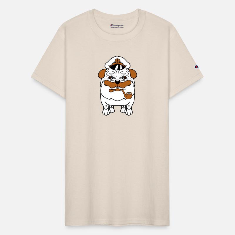 Old Pug Dog Captain Funny Cute Cool Cartoon Comic