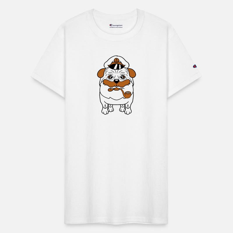 Old Pug Dog Captain Funny Cute Cool Cartoon Comic
