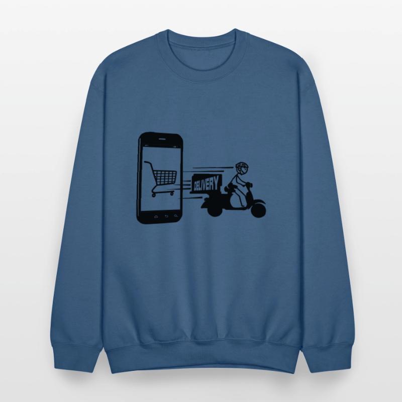 Online shopping and delivery scooter with text