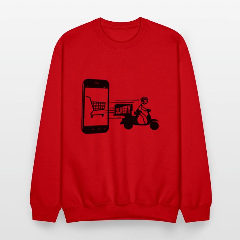 Online shopping and delivery scooter with text