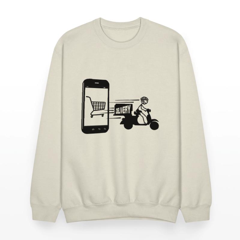 Online shopping and delivery scooter with text