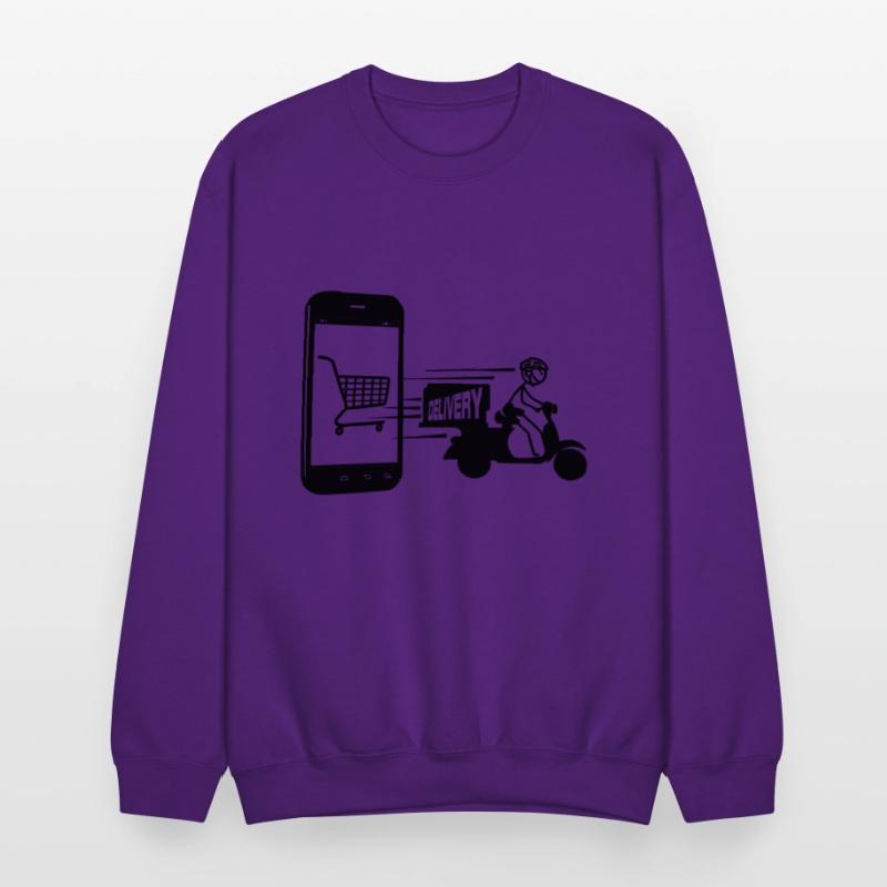 Online shopping and delivery scooter with text