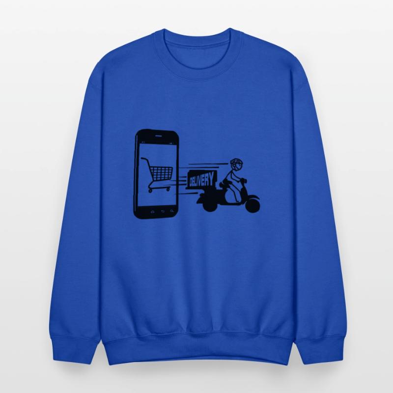 Online shopping and delivery scooter with text