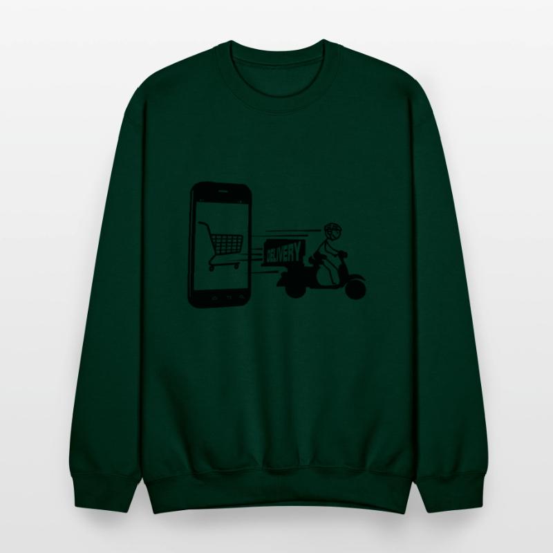 Online shopping and delivery scooter with text