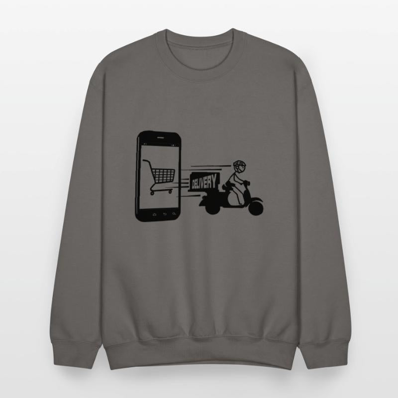 Online shopping and delivery scooter with text