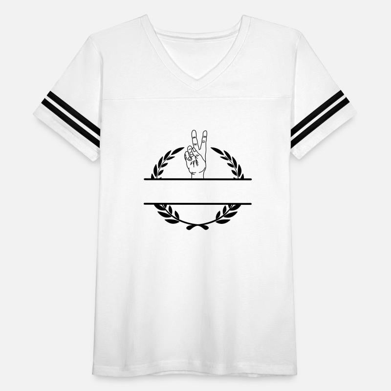 Peace sign hand in laurel wreath