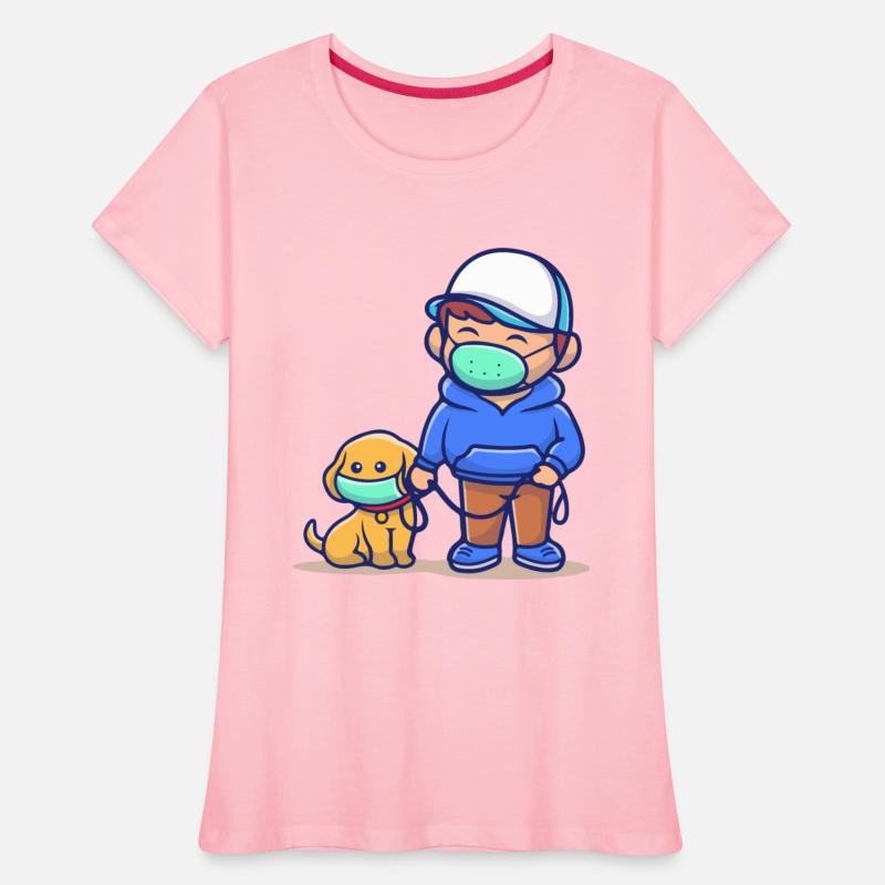 people with dog wear mask illustration corona