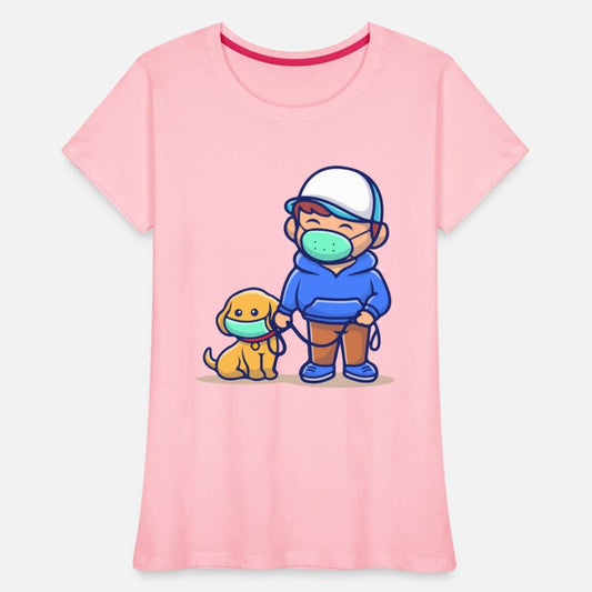 people with dog wear mask illustration corona