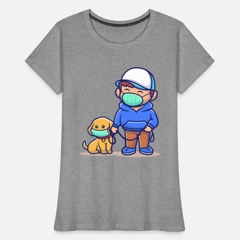 people with dog wear mask illustration corona