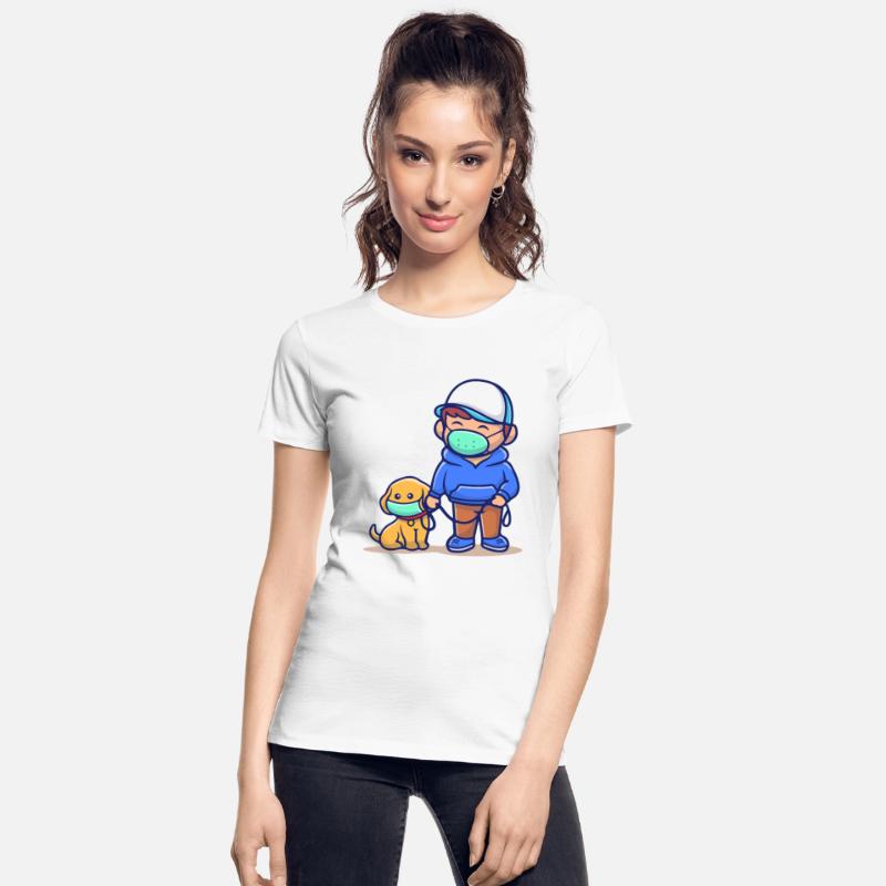 people with dog wear mask illustration corona