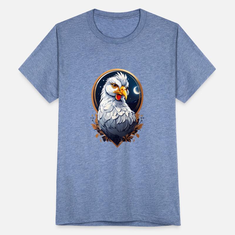 Proud bird, chicken on night sky background.