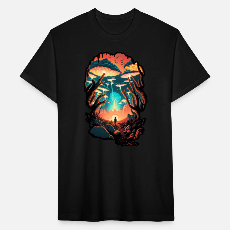 Psychedelic Forest Surreal Wanderer Mushrooms