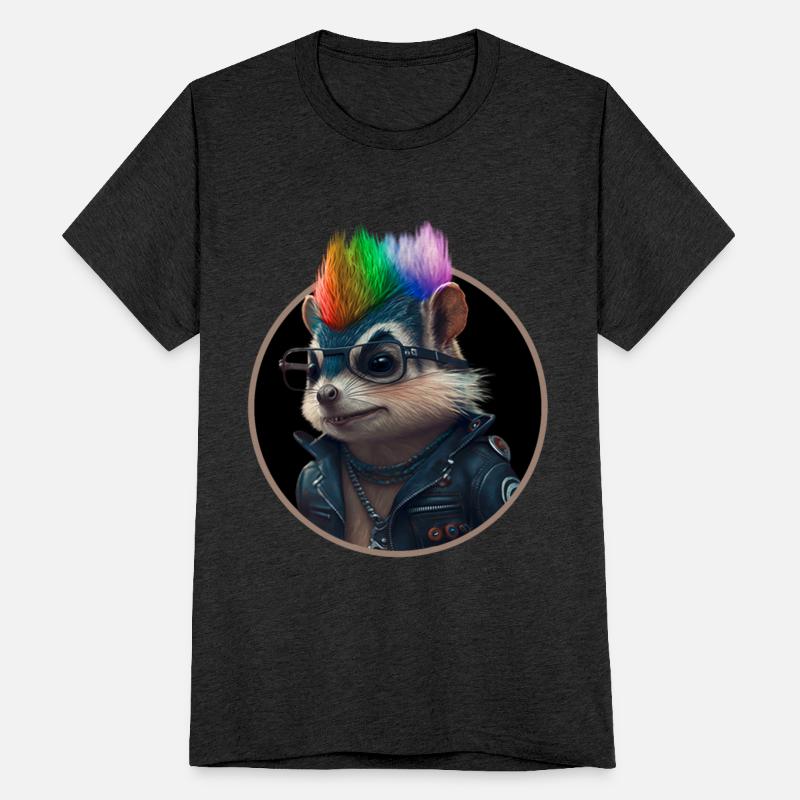 Punk squirrel with rainbow mohawk hairstyle