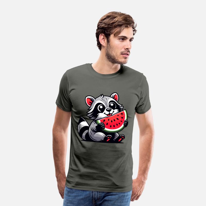Raccoon With Watermelon Fruity Funny