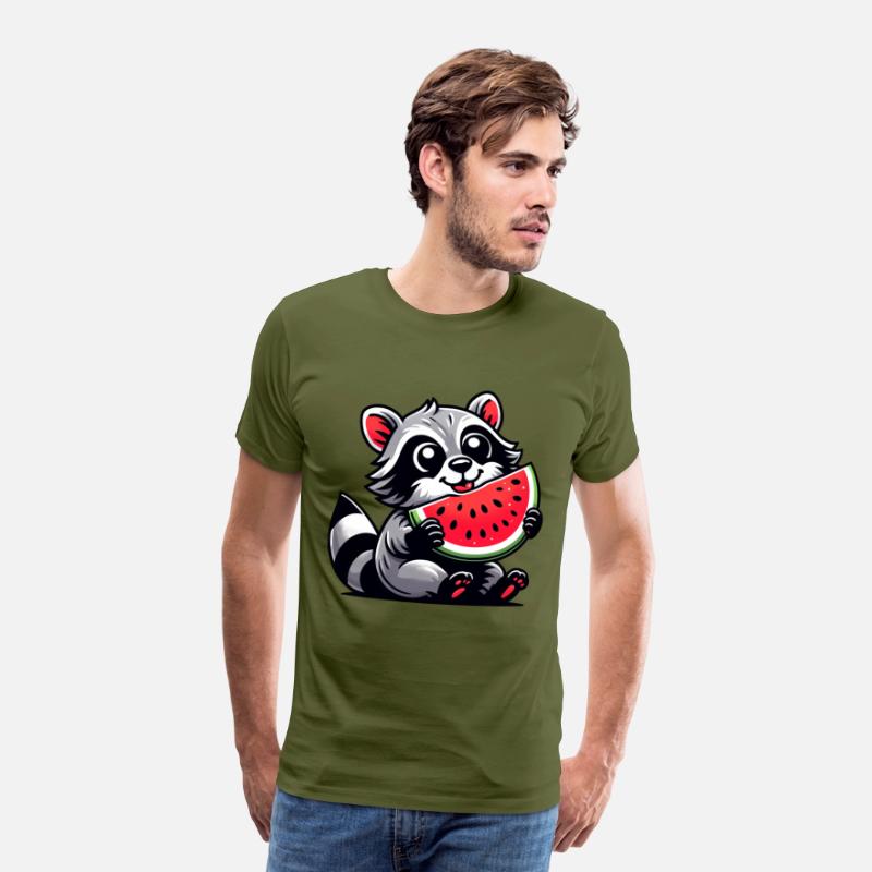Raccoon With Watermelon Fruity Funny