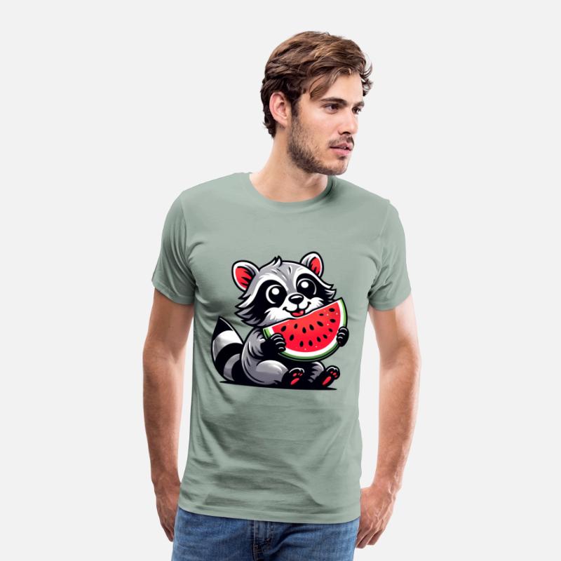 Raccoon With Watermelon Fruity Funny