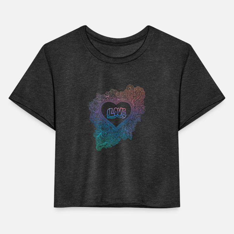 Rainbow color filigree floral love inside a heart